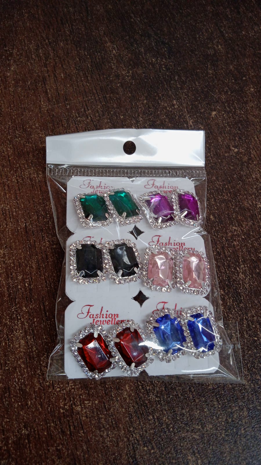 Diamond Jewellery Interchangeable Triangular Shaped Earrings (6 Pari Mix Color Design)