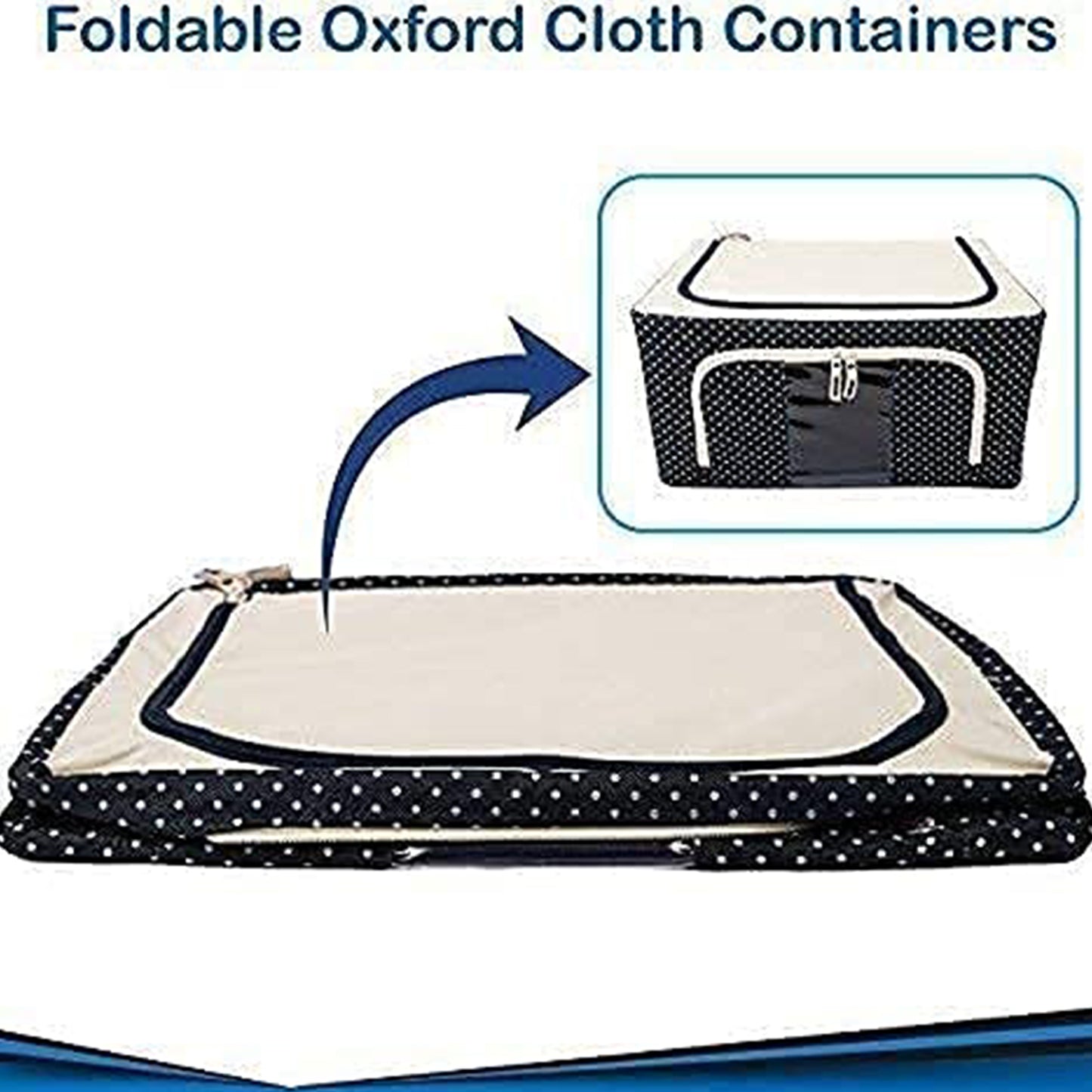 17641 Foldable Steel Frame Clothes Living Storage Organizer Handled Bag Box For Large Size Bedding Blankets Women Saree Toys Cloth Storage Box Bag (66 Liter)