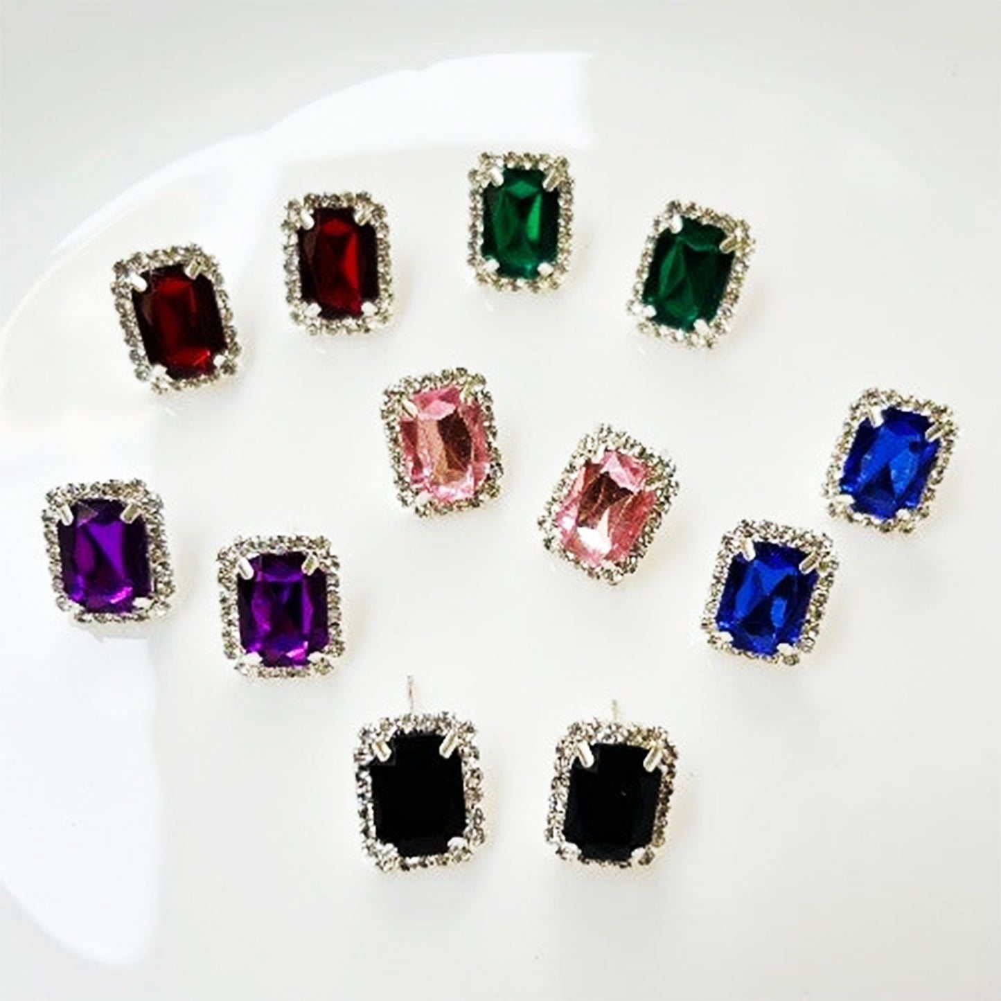 Diamond Jewellery Interchangeable Triangular Shaped Earrings (6 Pari Mix Color Design)